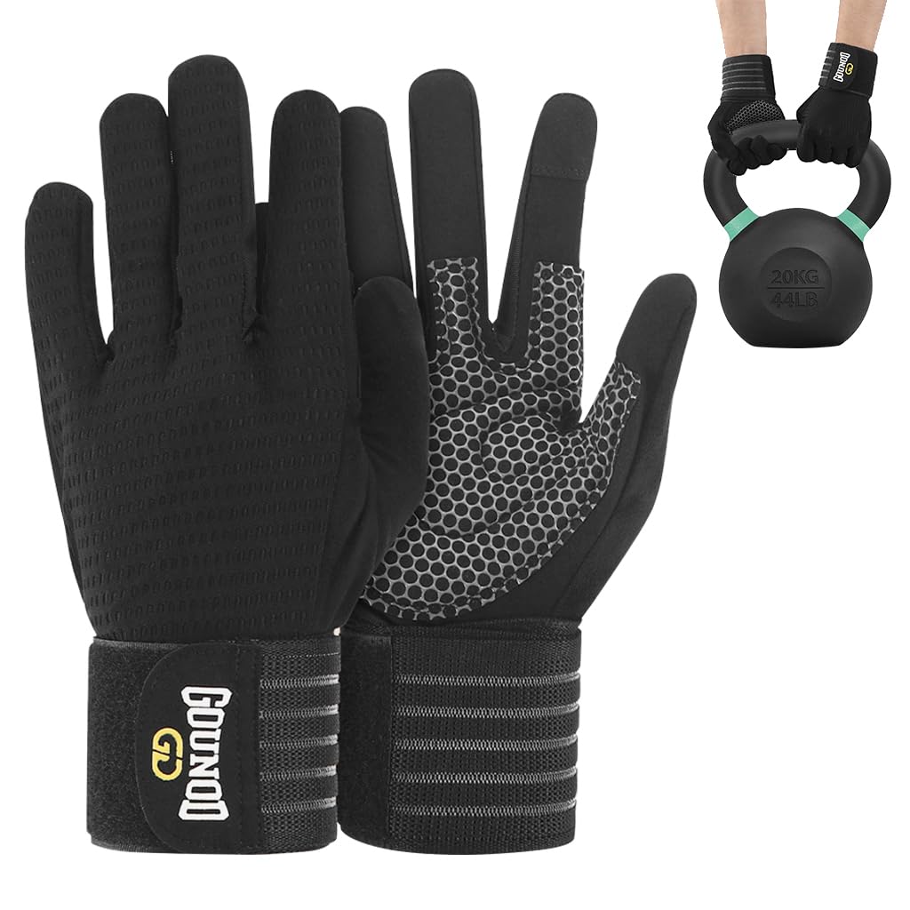 Proberos Full Finger Workout Gloves with Wrist Support, Gym Gloves for Men and Women, Gloves for Professional Weightlifting, Fitness Training and Workout, M Proberos Full Finger Workout Gloves with Wrist Support, Gym Gloves for Men and Women, Gloves for Professional Weightlifting, Fitness Training and Workout, M